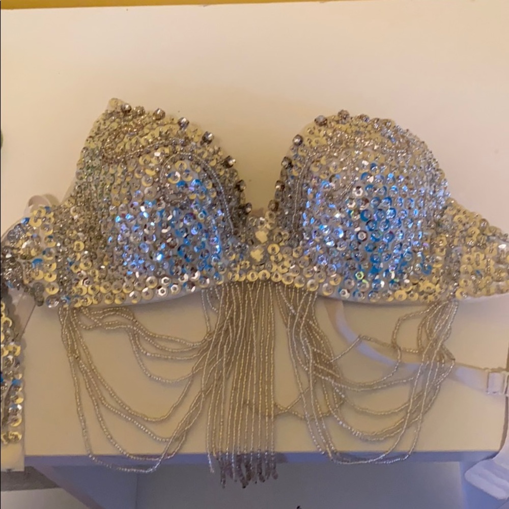 Silver sequined bustier top